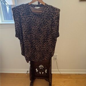 Good American Leopard Print Sleeveless Tank Top in Brown and Black